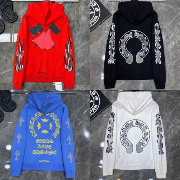 

mens luxury fashion jackets sweatshirts designer hoodies ch men women zipper cross scroll simple hooded sweater pullover hoodie casual coat, Black;brown
