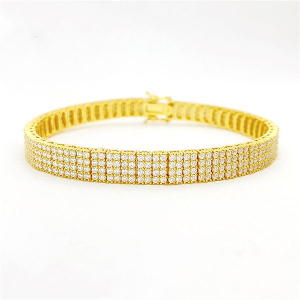 

new fashion chain bracelets passed test 4 rows 7/8inch gold plated s925 sterling silver moissanite diamond tennis bracelet for men women nic, Black