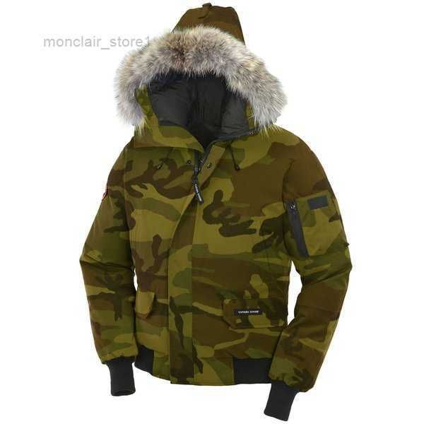 

canada winter men parka camouflage chilliwack bomber outerwear fur hooded fourrure manteaus goose down jacket coyote collar coat hiver 1 4o7, Black