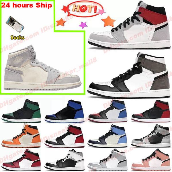 

womens mens jumpman 1 shoes basketball sport sneakers 1s obsidian unc fearless flight university blue red casual trainers hococal, Black