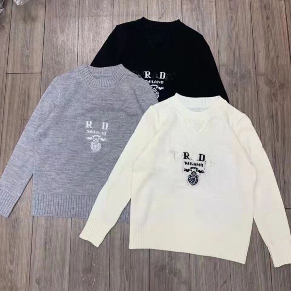 

designers sweaters women knit crow neck sweater letter logo jacquard long sleeve clothing pullover oversized, White;black