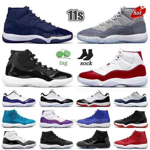 

ogs new jumpman 11 retro basketball shoes high cool grey gray cherry red and white 25th anniversary bred 23 concord 11s high, Black