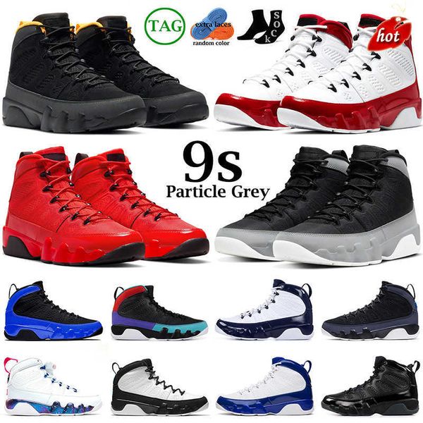 

og men basketball shoes jumpman 9s 9 particle grey chile red change the world university blue gold gym racer bred multi color mens trainers, Black