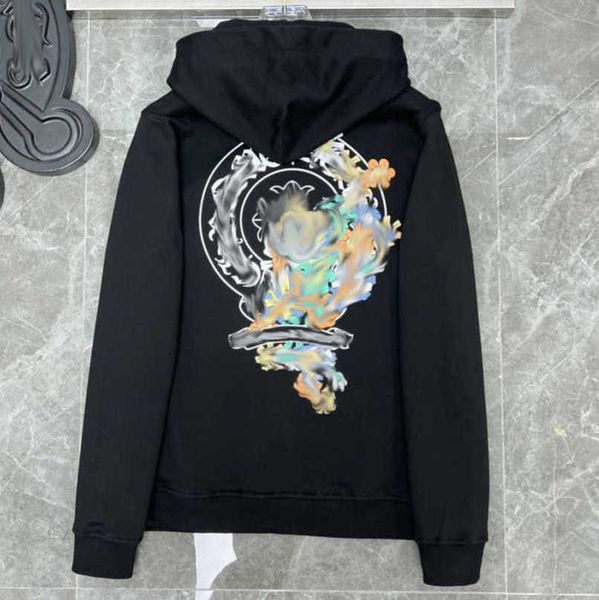 

men's fashion luxury jackets sweatshirts men women classic hoodies ch zipper hooded sweater designer cross pullover sanskrit hoodie cas, Black