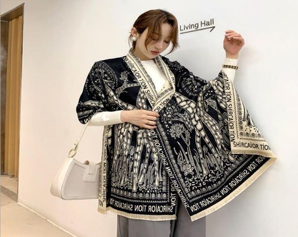 

scarves 2021 winter scarf women cashmere warm foulard lady airconditioned office thick soft shawls wraps1806008, Blue;gray
