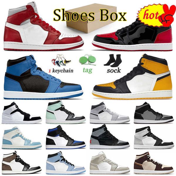 

2023 high basketball shoesjumpman 1 shoes for men trainers lost found stage haze white yellow toe j1 newstalgia coll