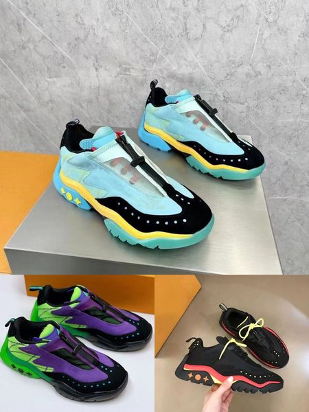 

luxury of17 men women casual shoes reflective sneakers genuine leather sneakers party velvet calfskin mixed fiber, Black
