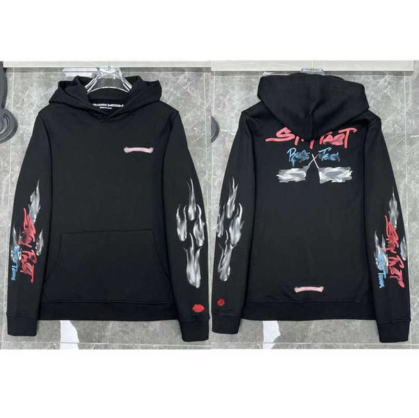 

sweatshirts men's luxury fashion jackets hoodies men women designer boy sanskrit print sweater zipper hooded cross pullover hoodie casu, Black