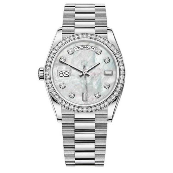 

women diamond watch automatic mechanical watches 41/36mm stainless steel designer montre de luxe womens waterproof luminous double calendar, Slivery;brown