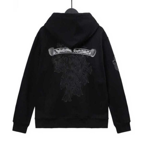 

fashion mens luxury jackets sweatshirts designer hoodies ch men women zipper cross scroll simple hooded sweater pullover hoodie casual coat, Black;brown
