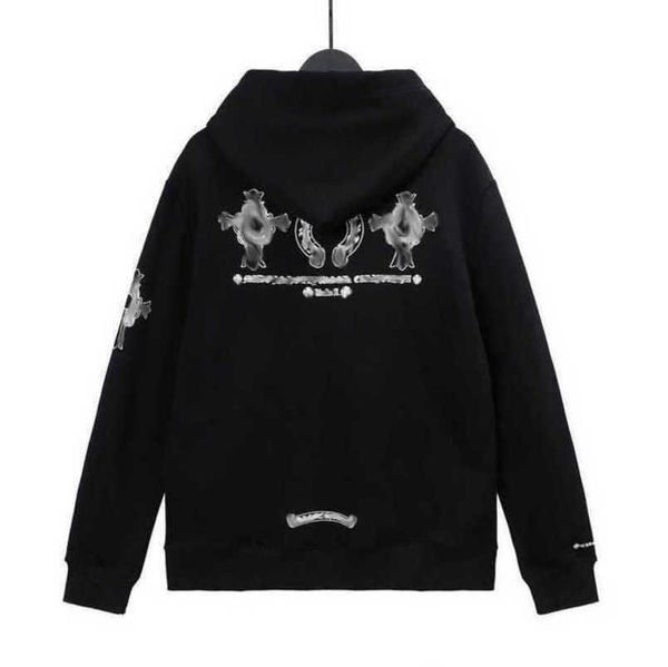 

mens fashion luxury jackets sweatshirts designer hoodies ch men women zipper cross scroll simple hooded sweater pullover hoodie casual coat, Black;brown