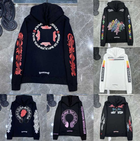 

men's sweatshirts luxury fashion jackets ch hoodies men women designer boy sanskrit print sweater zipper hooded cross pullover hoodie c, Black;brown