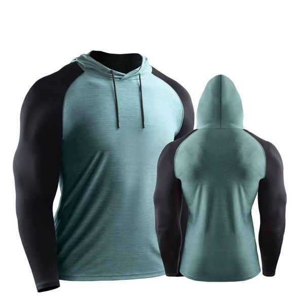 

men's long sleeve patchwork hoodies ice cooling contrast colors casual sweatshirts v neck thin hoodied outwear with drawstring cap for, Black
