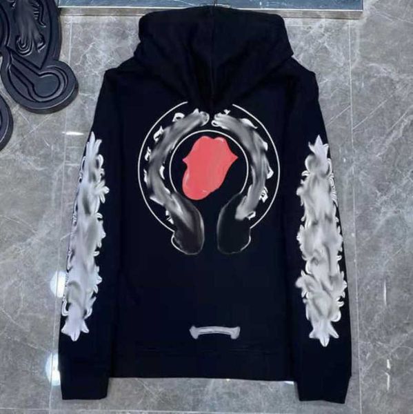 

fashion men's luxury sweatshirts jackets ch hoodies men women designer boy sanskrit print sweater zipper hooded cross pullover hoodie c, Black