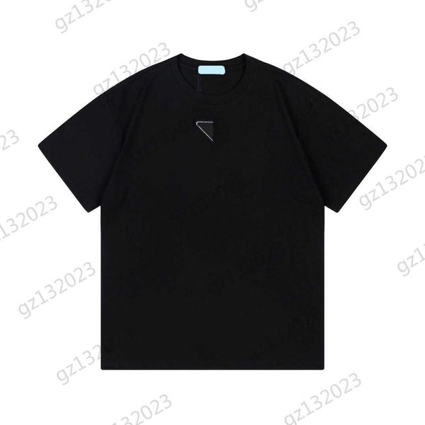 

womens clothes t-shirts triangle logo drill decoration short sleeves t-shirt simple designer loose comfortable pullover tees style women clo, White
