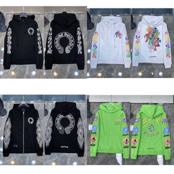 

mens luxury fashion jackets sweatshirts designer hoodies men women zipper cross scroll simple hooded sweater pullover hoodie casual coat ja, Black