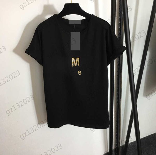 

womens clothes t-shirts nail drill letter printing short sleeve pullover t-shirt simple casual style joker tees luxury brand women clothes 2, White