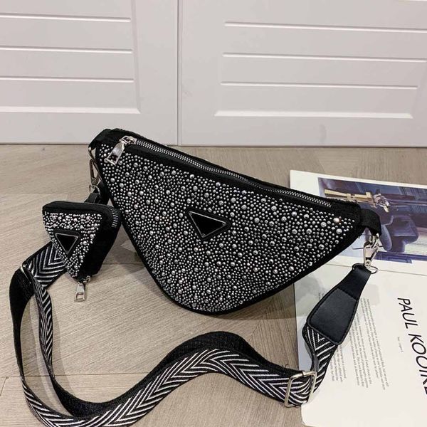 

bags totes handbag designer bag women classic imitation luxury brand solid color shiny diamond triangle shoulder bag fashion style party din