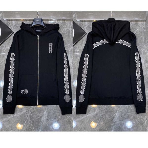 

luxury fashion men's jackets sweatshirts men women classic hoodies ch zipper hooded sweater designer cross pullover sanskrit hoodie cas, Black