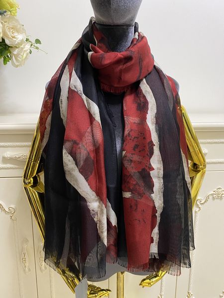 

women's scarf 100% silk material print gradient pattern thin and soft beautiful scarves big size 180cm -130cm, Blue;gray