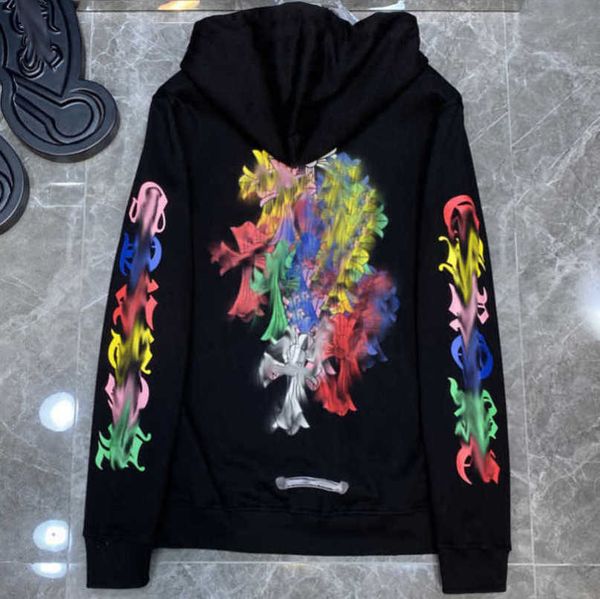 

men's jackets luxury fashion sweatshirts men women classic hoodies zipper hooded sweater designer cross pullover sanskrit hoodie casual, Black;brown