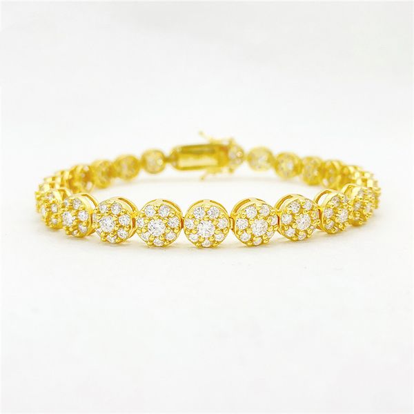 

7/8/9inch fashion trendy chain bracelets gold plated s925 sterling silver bling moissanite diamond tennis bracelet for men women nice gift, Black