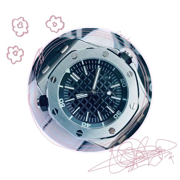 

wristwatches moissanite delivery men's automatic mechanical watch magnifying glass calendar 42mm sports rubber belt stainless steel buc, Slivery;brown