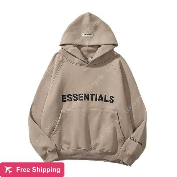 

2023 fw23men's and women's sweatshirt reflective letter printed fleece super dalian hoodie fashion hip hop street sweat, Black