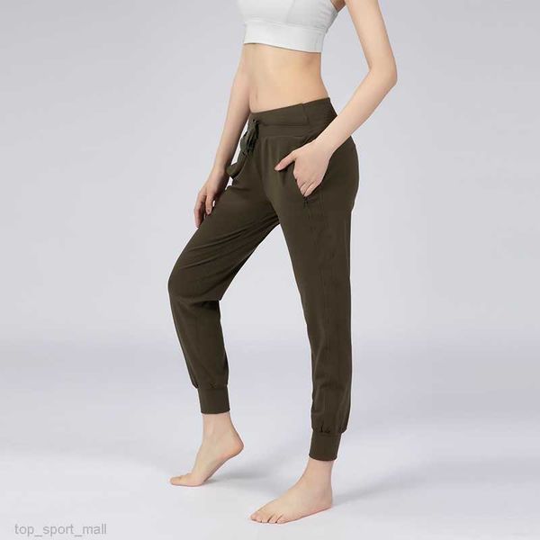 

high waist fitness joggers yoga pants women stretchy running workout sport trousers with two side pocket