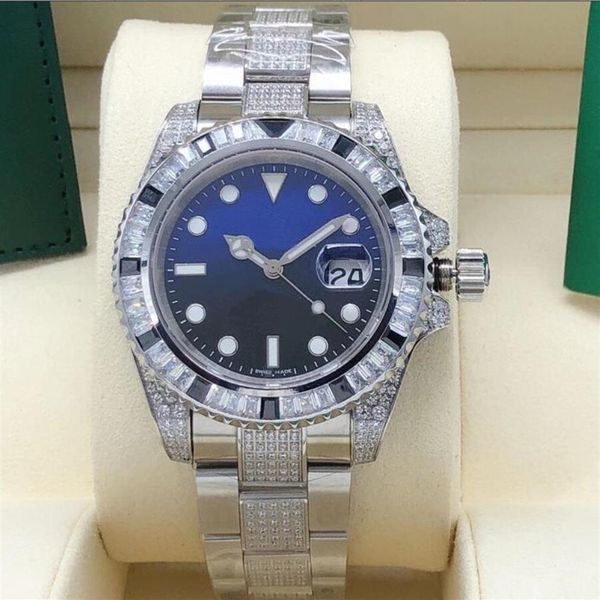 

fashion classic full big squar diamonds watch mens automatic watches mechanical stainless steel men wristwatches 2813 movment2890, Slivery;brown