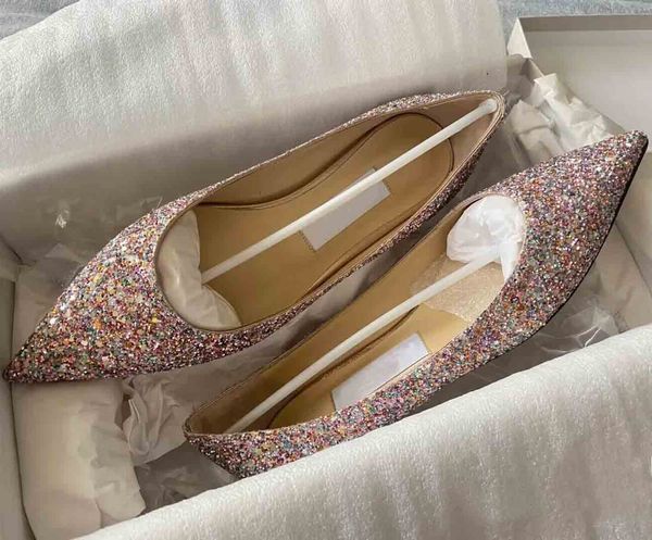

luxury brand classic flat dress shoes sandal london romy flat ballet glitter/ suede pointed flats pointy toe calf leather footwear wedding h, Black