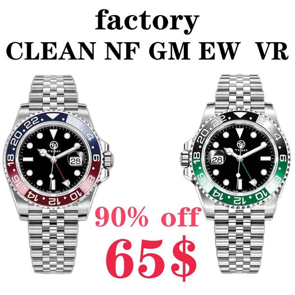 

nf clean vr gm luxury mens watch dual time zone eta 2836 3186 3285 automatic mechanical diving sports lefty green fashion men gmt 291i, Slivery;brown