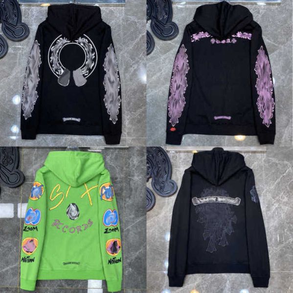 

mens jackets luxury fashion sweatshirts designer hoodies ch men women zipper cross scroll simple hooded sweater pullover hoodie casual coat, Black;brown