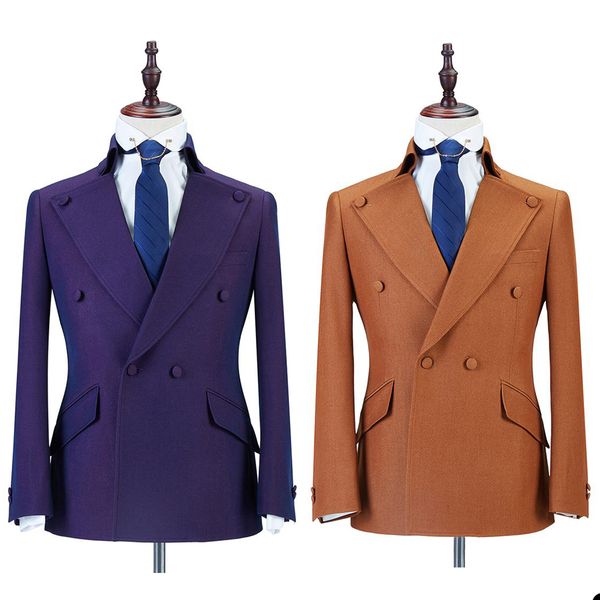 

one piece wedding tuxedos men suits cool casual jacquard weave modern formal slim double breasted customized fit notched lapel three outer p, Black;gray