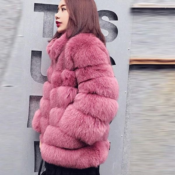 

women's fur fashion winter coat women jacket faux long coats pink black imitation