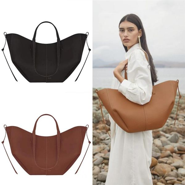 

tote polene cyme bag full-grain textured leather designer magnetic buckle closure handbag women suede inner lining luxury large capacit306u