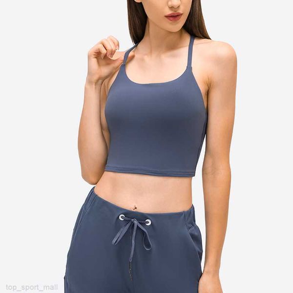 

l-113 women y shape thin straps yoga training outfit vest fitness tank underwear with removable chest pad lady half sling sports, White;red