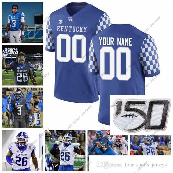 

ncaa kentucky wildcats college football jerseys 1 lynn bowden jr. 3 terry wilson 26 benny snell jr. 8 danny clark asim rose jr. customize, Black