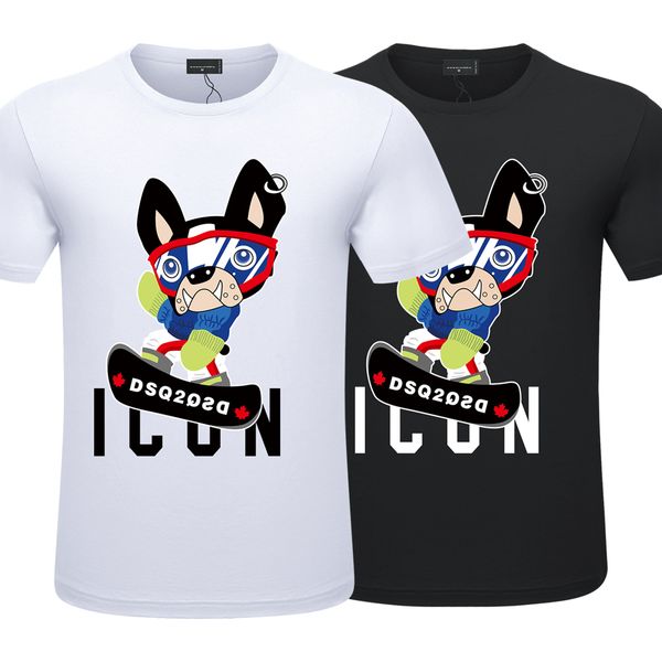 

cotton twill fabric t-shirt men's simple fashion short sleeve loose large half sleeve round neck cartoon printing backing shirt, White;black