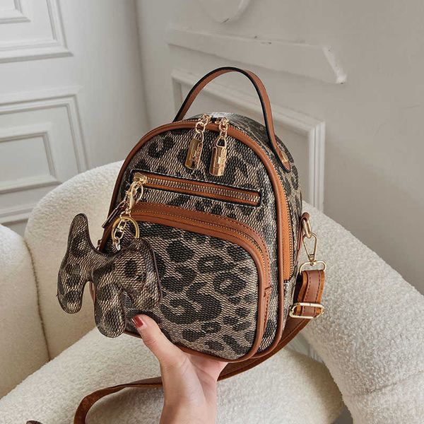

school bags women soft leather backpack high capacity leopard print student bag