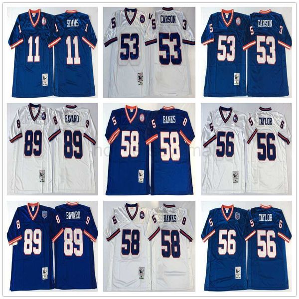 

ncaa 75th vintage football 89 mark bavaro jerseys stitched 11 phil simms 53 harry carson 56 lawrence taylor 58 carl banks jersey college mit, Black;red