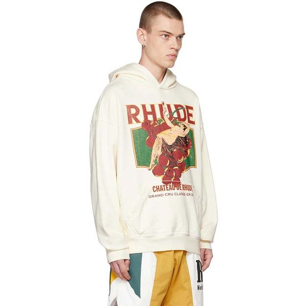 

men's hoodie man sweatshirts rhude hoodies loose sweatshirts oversize hooded plus size sweatshirt heavy cotton men thicked french terry, Black