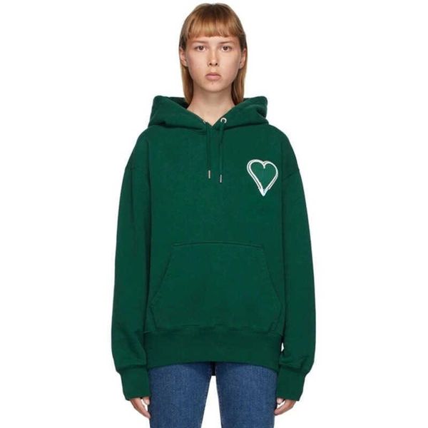 

designer hoodie couple pullover coat heart-shaped embroidery hooded sweater long-sleeved sweatshirt men women, Black