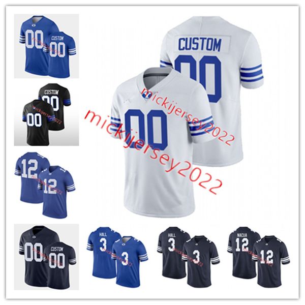 

custom byu cougars football jersey stitched mens youth 18 gunner romney 2 chriser brooks 54 alden tofa kody epps max tooley bodie schoonover, Black