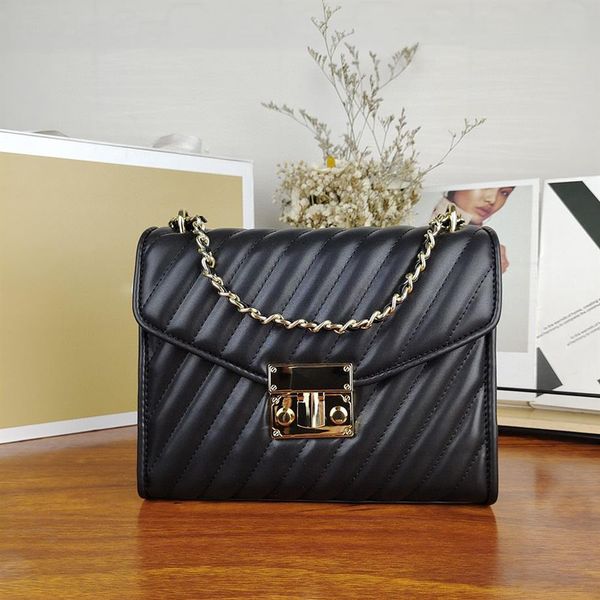 

2021 women's leather handbags purses beautiful small chain bag striped european style shoulder273s