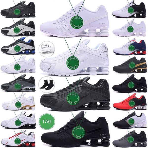 

2022 shox tl r4 mens running shoes triple black white metallic silver chaussures shoxs deliver oz nz 802 809 university red sneakers trainer