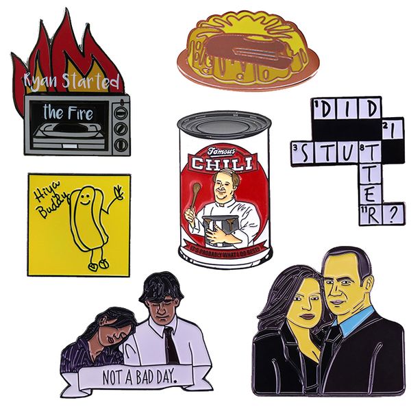 

the office enamel pin brooch figures badge hiya buddy did i stutter ryan started the fire, Blue