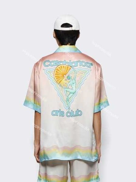 

casablanca 2023ss goddess flower orange shirts silk shirt hawaiian men casual button up beach shirt, White;black