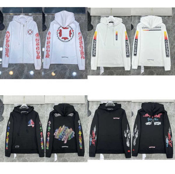 

men's luxury fashion sweatshirts jackets ch hoodies men women designer boy sanskrit print sweater zipper hooded cross pullover hoodie c, Black