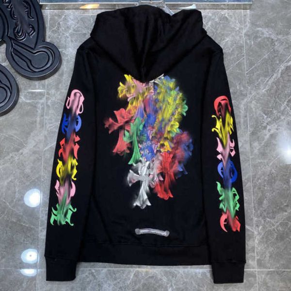 

mens jackets fashion luxury sweatshirts designer hoodies ch men women zipper cross scroll simple hooded sweater pullover hoodie casual coat, Black;brown